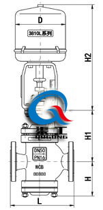 電動(dòng)雙座調(diào)節(jié)閥配3810L執(zhí)行器尺寸圖 電動(dòng)雙座調(diào)節(jié)閥配3810L執(zhí)行器尺寸圖